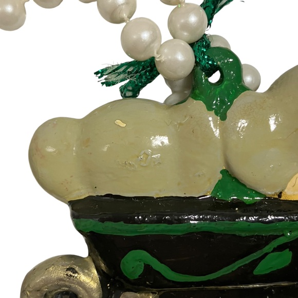 Vintage Mice on Sled with Christmas Tree Ceramic Christmas Ornament - Picture 7 of 8